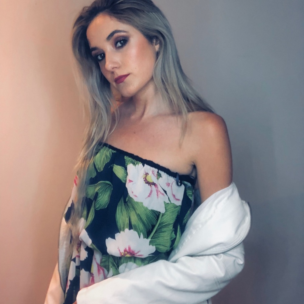 Strapless floral romper